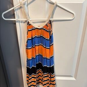 Charming Charlie Orange and Blue Striped Tank Top